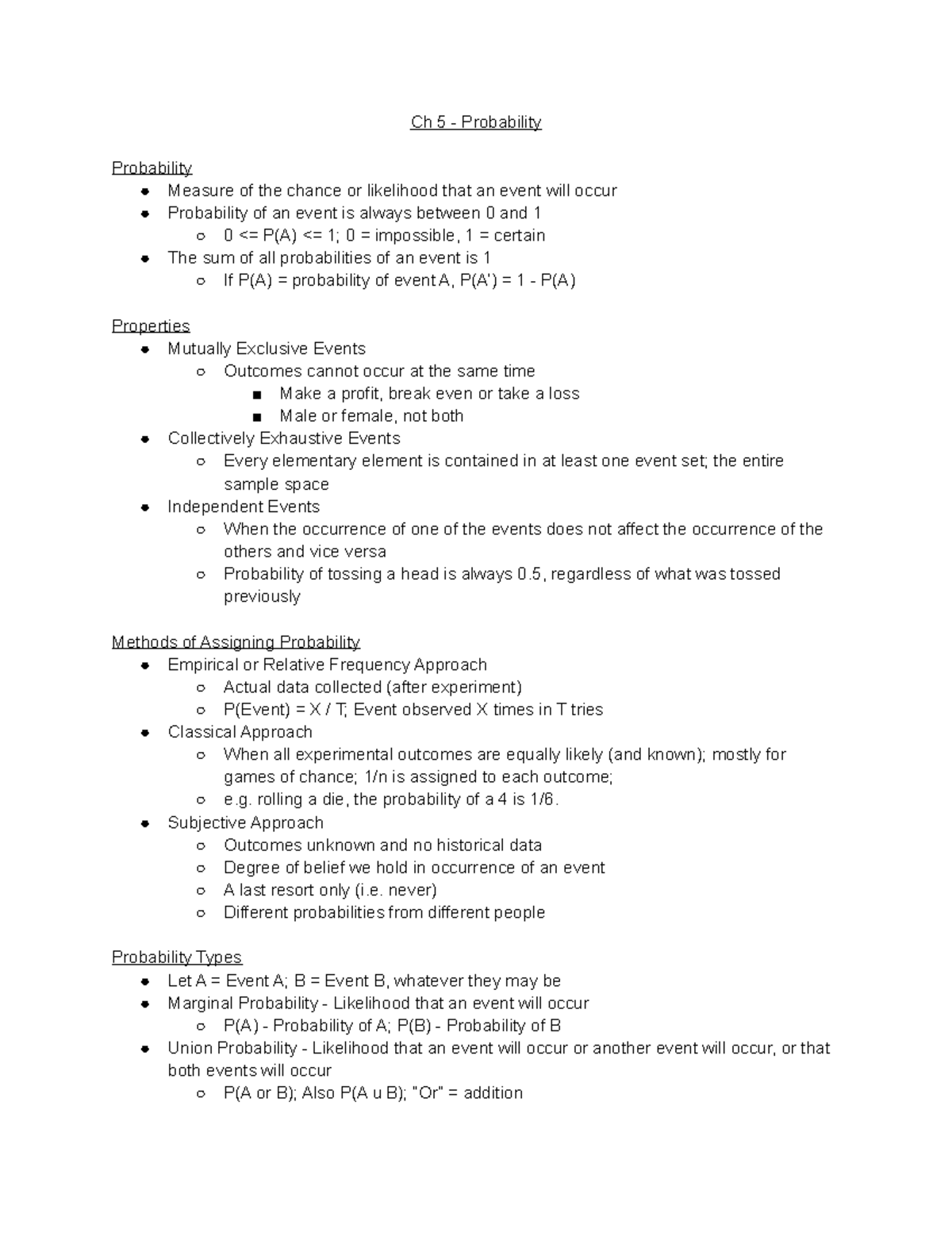 Ch 5 - Probability - Lecture Notes From Chapter 5 In The Book - Ch 5 ...