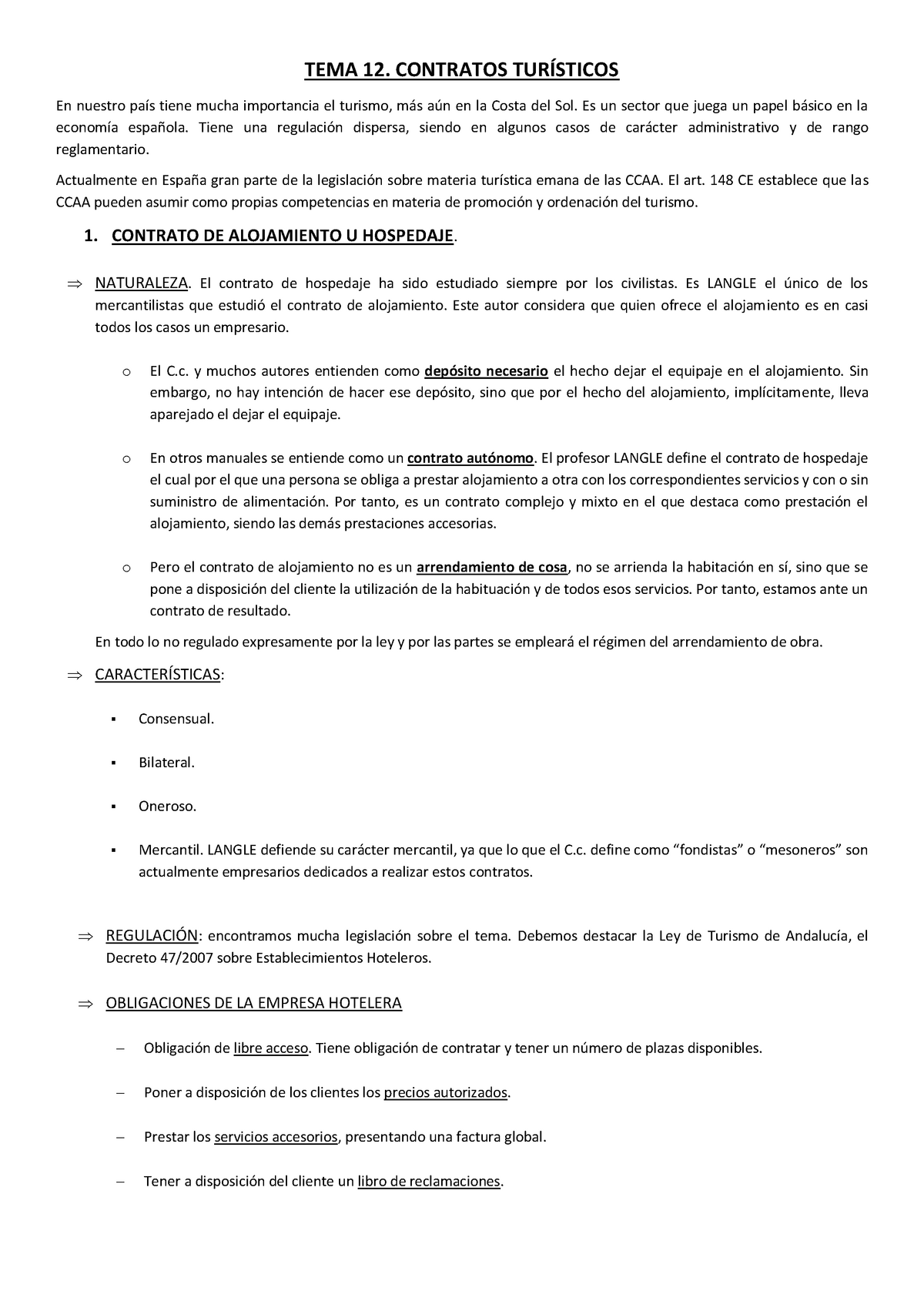 Tema Contratos turísticos TEMA CONTRATOS En nuestro tiene mucha importancia el turismo