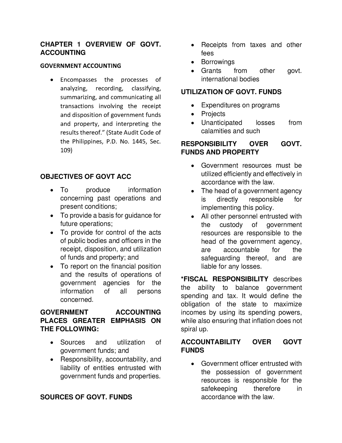 Chapter 1 Overview OF GOVT - CHAPTER 1 OVERVIEW OF GOVT. ACCOUNTING ...