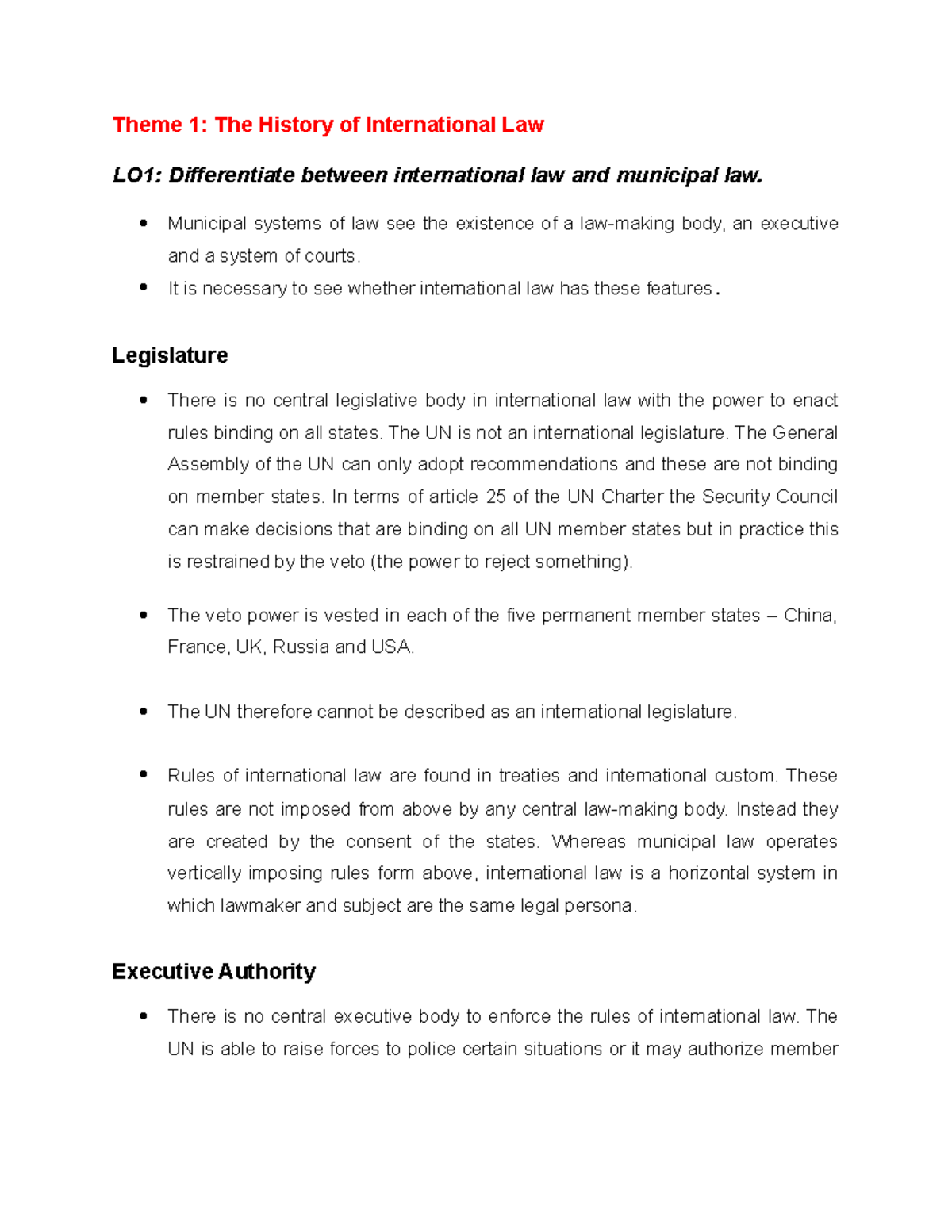 INTL8411- LU 1 Study Notes - Theme 1: The History of International Law ...