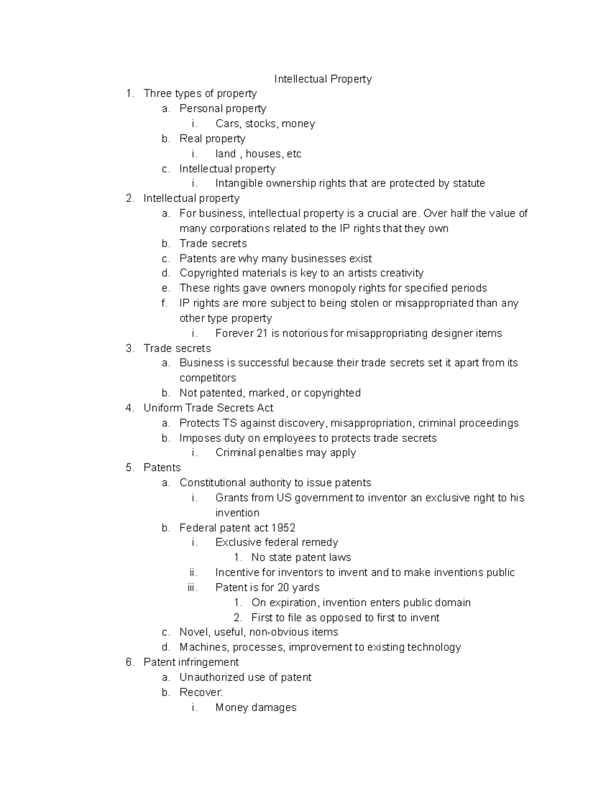 SPTE IP - Lecture notes Intelectual Property - Intellectual Property ...