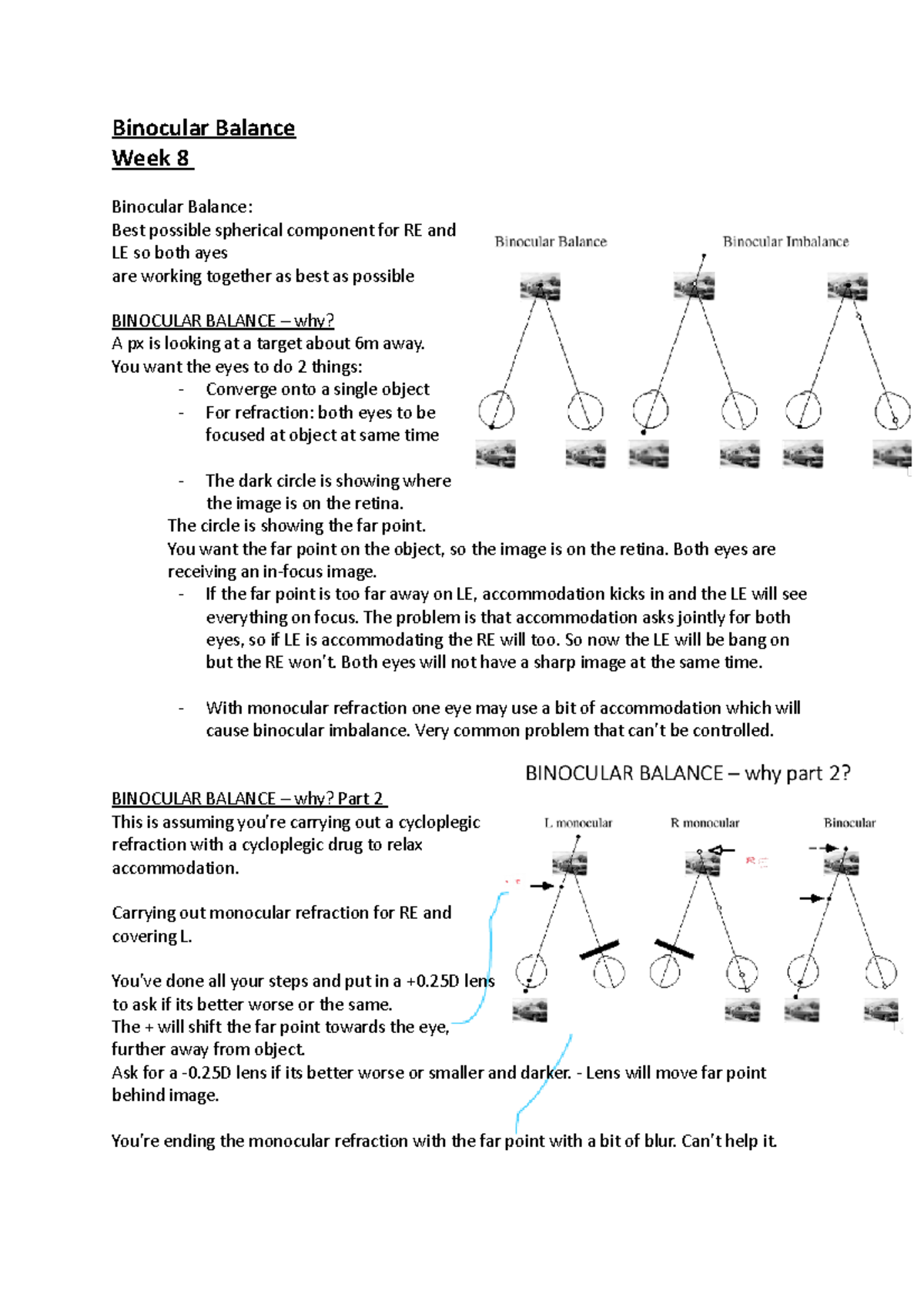 Binocular Balance Week 8 Binocular Balance Week 8 Binocular Balance