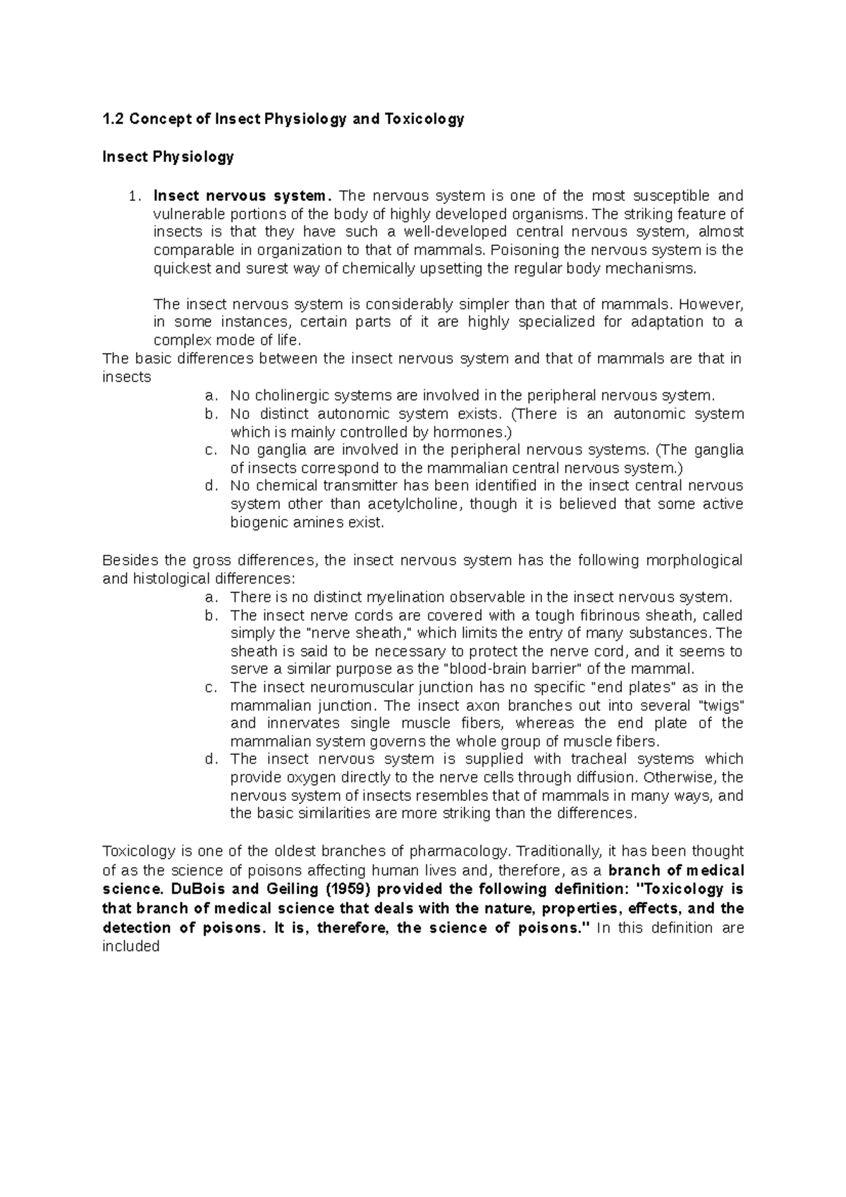 Concept of Insect Physiology and Toxicology Insect Physiology The