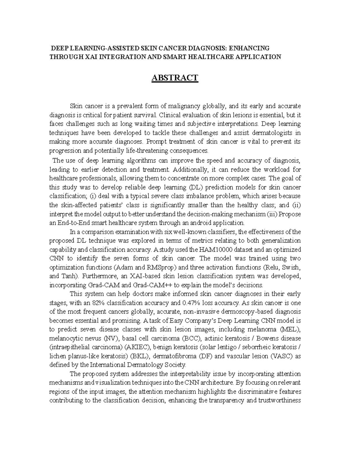 Abstract CNN(1)-2-4 - DEEP LEARNING-ASSISTED SKIN CANCER DIAGNOSIS ...