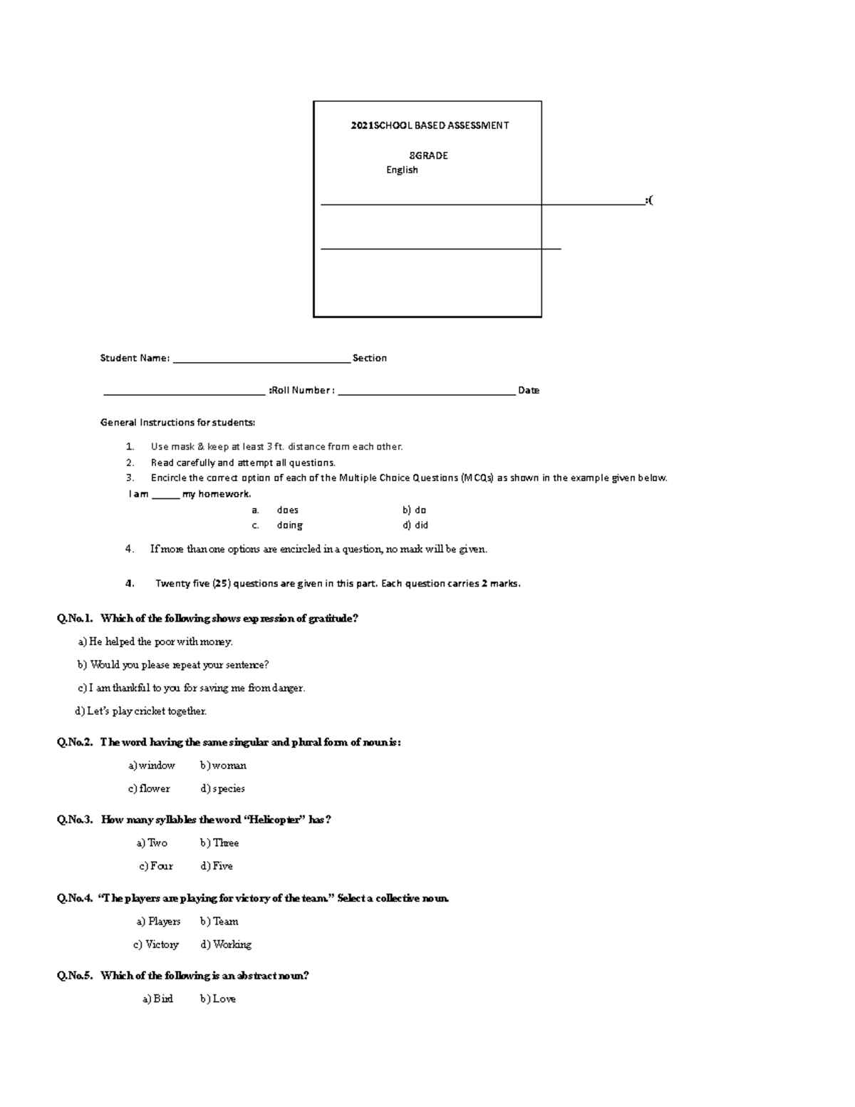 2021 School Based Assessment english 2021SCHOOL BASED ASSESSMENT