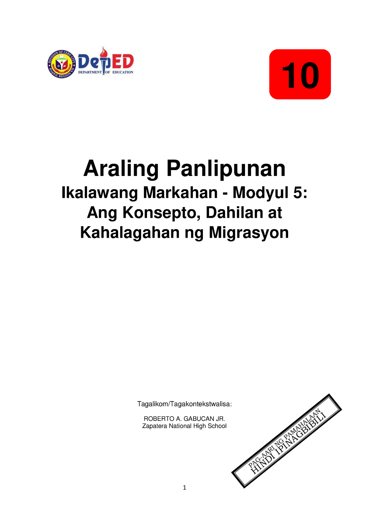 Modyul 5 AP 10 Ikalawang Markahan - Araling Panlipunan Ikalawang ...