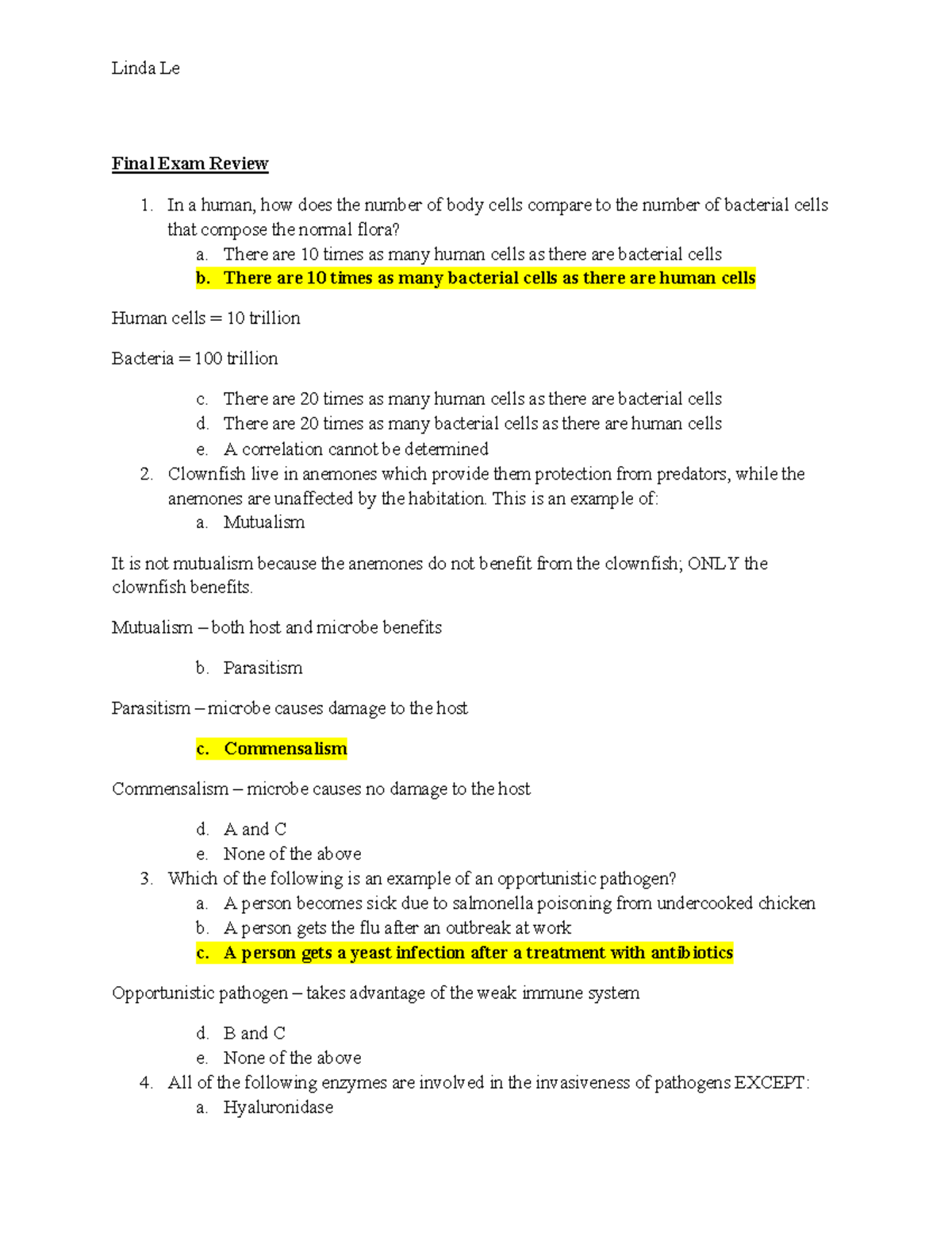 Microbiology Final Exam Review - Final Exam Review In A Human, How Does ...