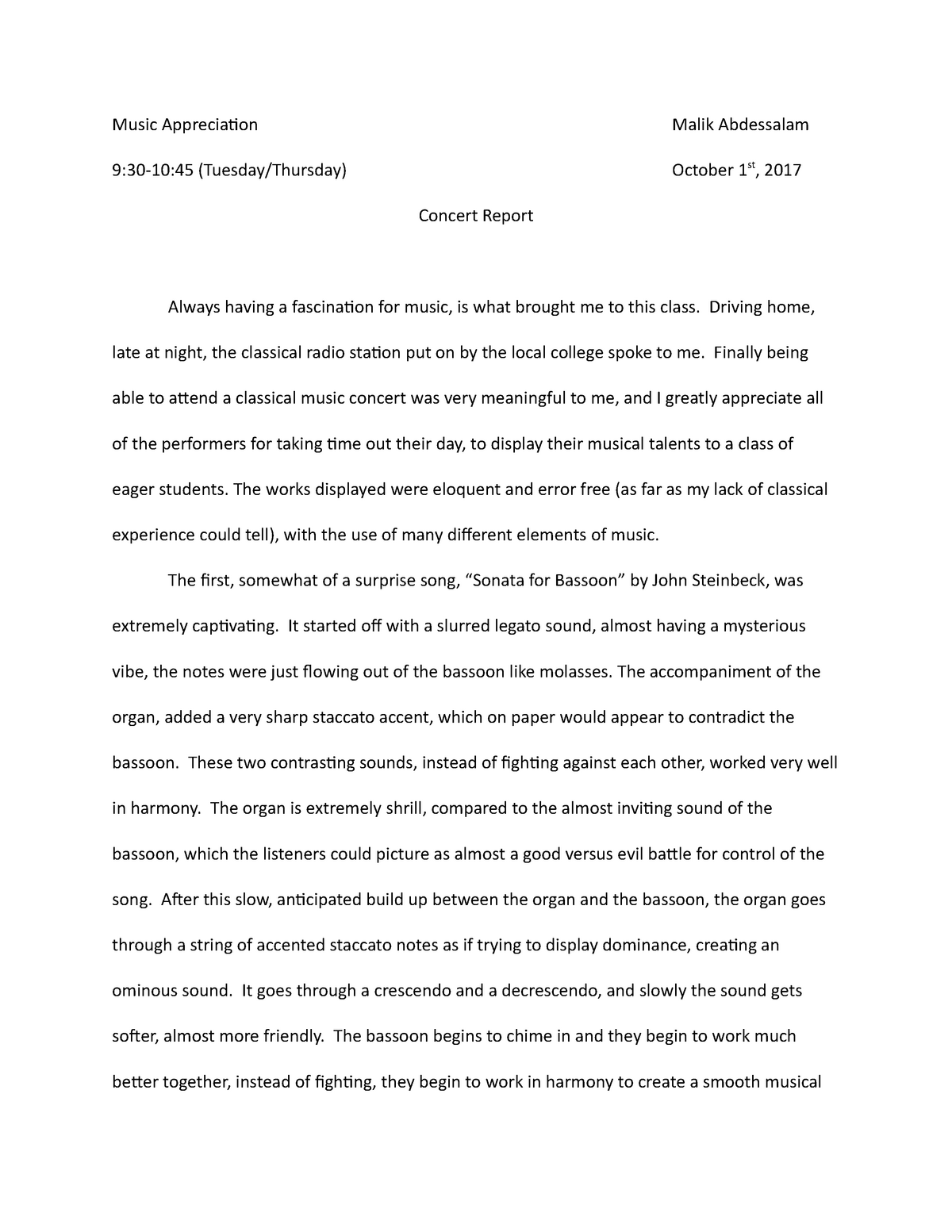 Essay on classical music