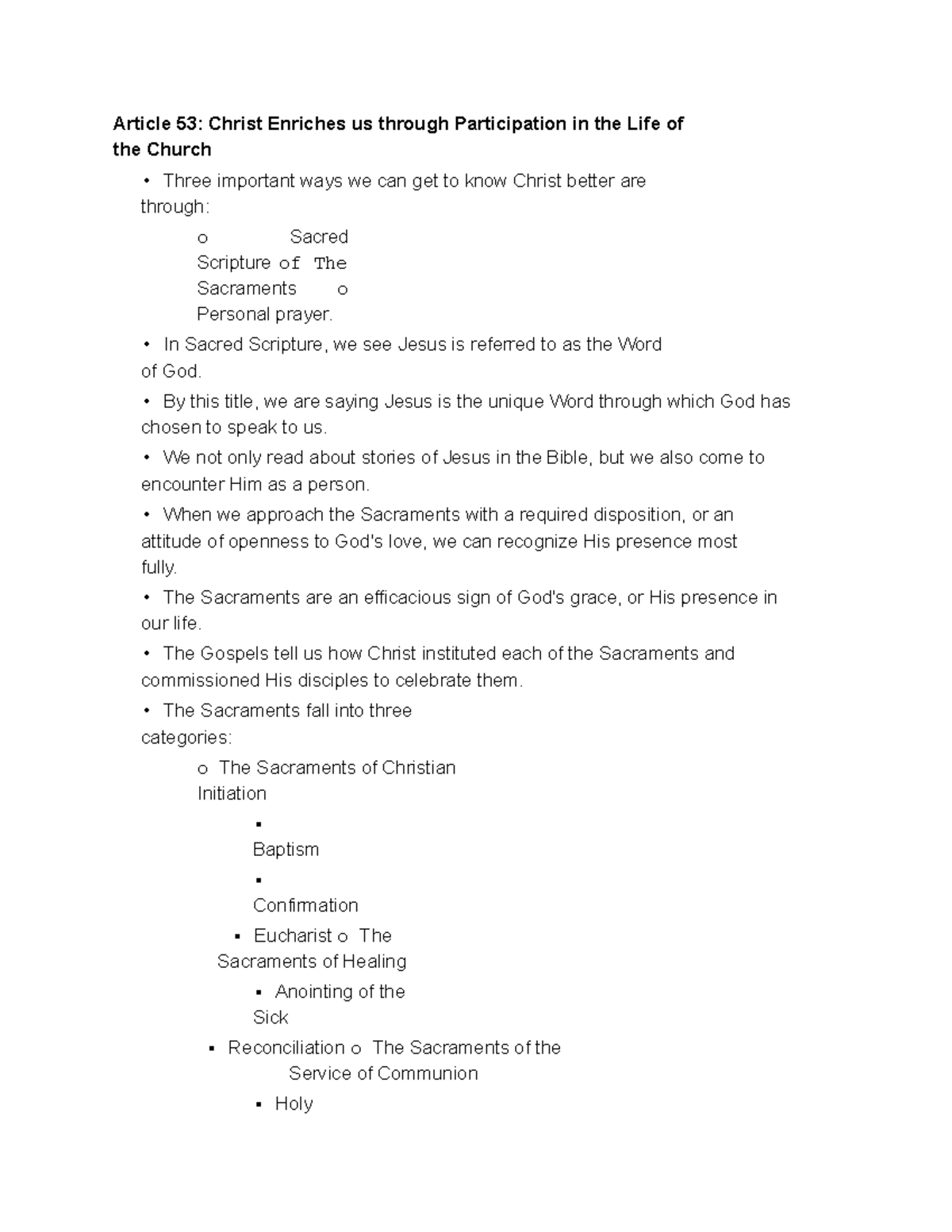 Article 53 - These are my notes. My notes are based of off my professor ...