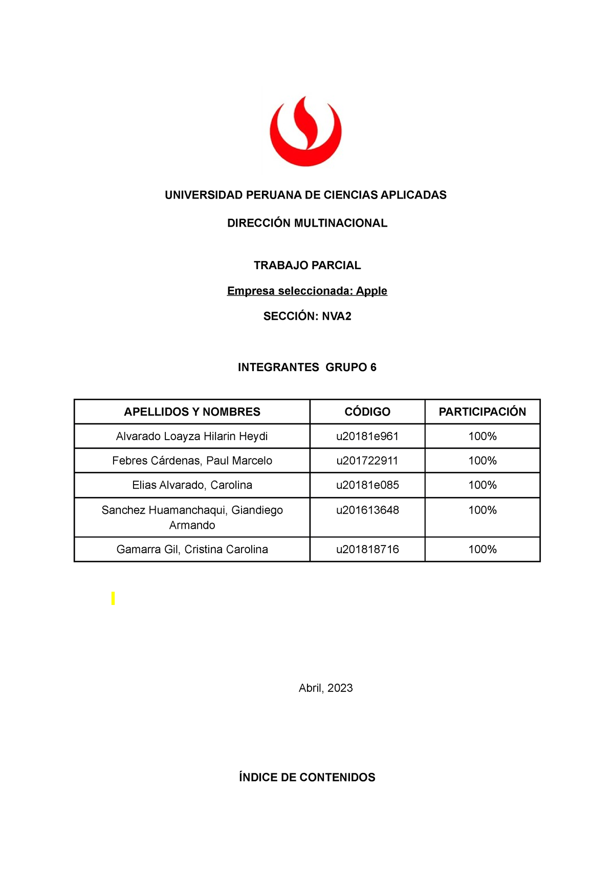 TP- Dirección Multinacional - UNIVERSIDAD PERUANA DE CIENCIAS APLICADAS ...