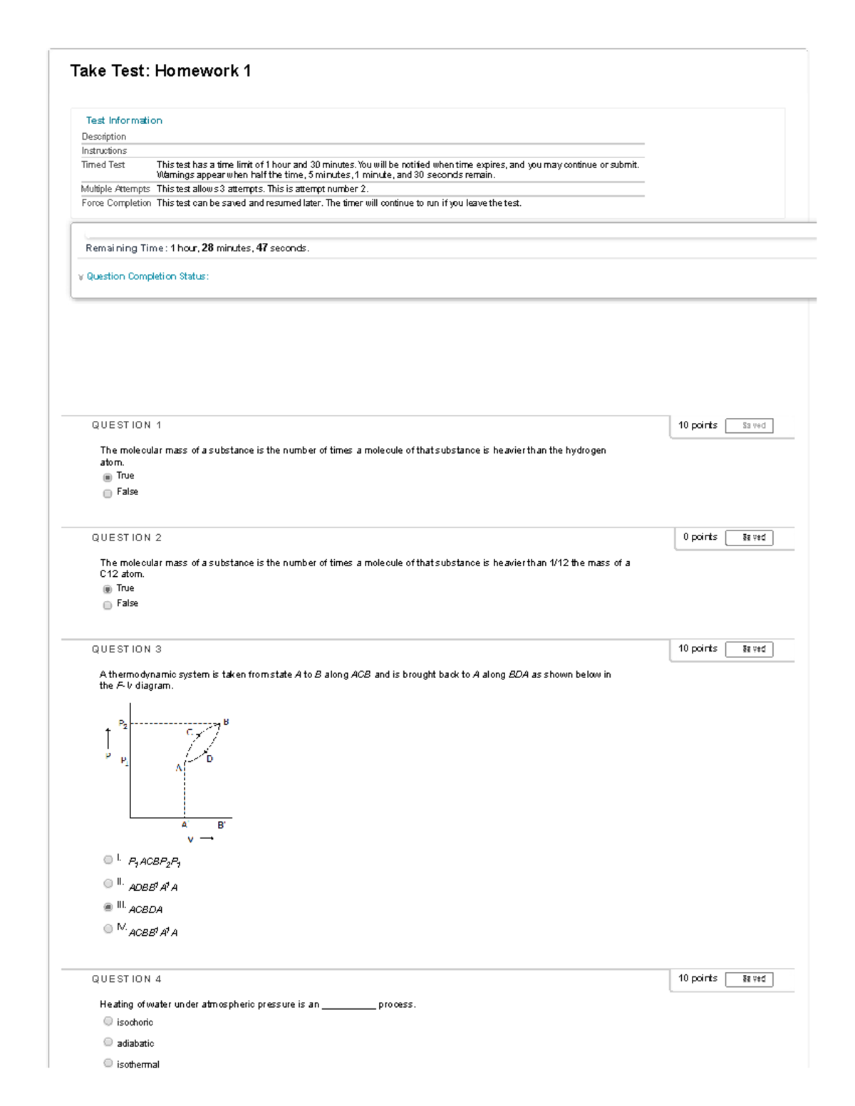 Take Home Test Homework 1 - Take Test: Homework 1 Test Information ...
