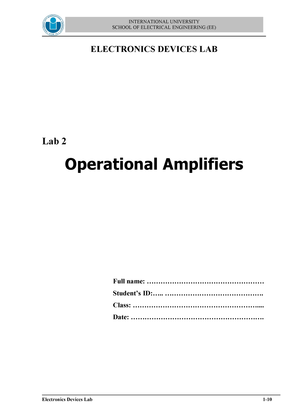 Electronic-Device-lab-2-Operational Amplifiers - SCHOOL OF ELECTRICAL ...