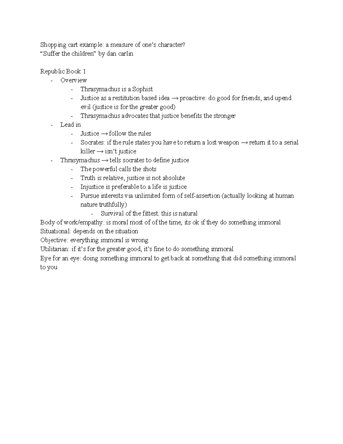 Hum 111 lecture ethics justice Shopping cart example a measure of