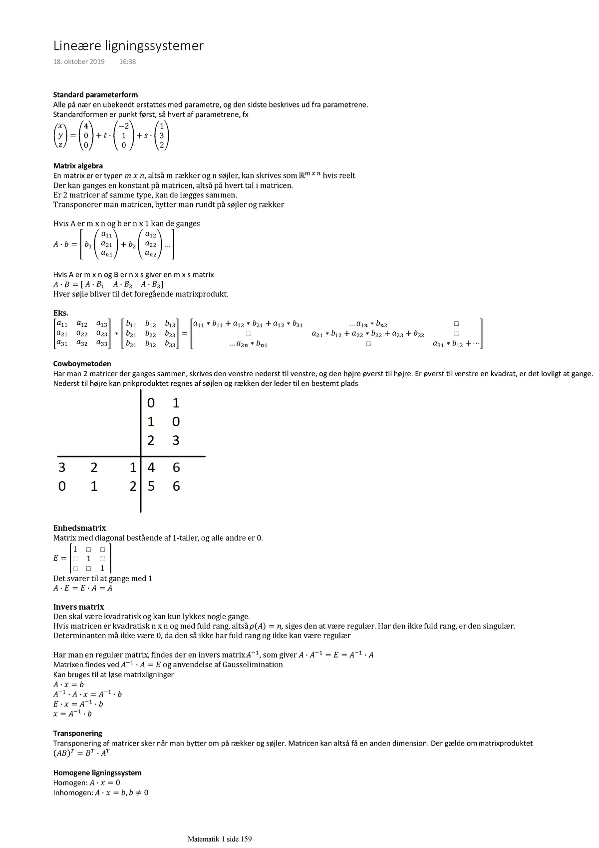 Lineære Ligningssystemer - Matematik 1 - DTU - Studocu