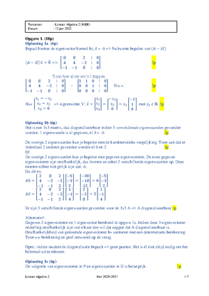 Lin Algebra 2Werkjes - Lineaire algebra 2 - Studocu