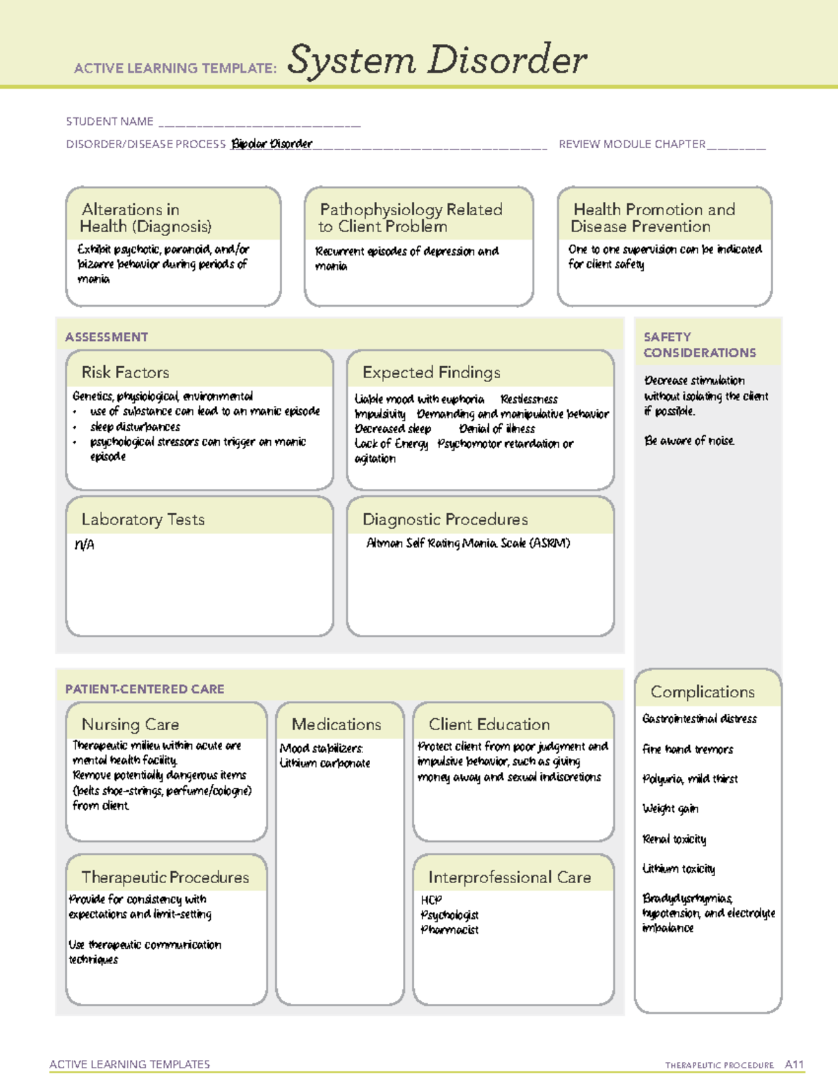 Bipolar Disorder - mental health cms focused review - ACTIVE LEARNING ...