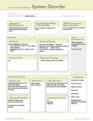 Delirium - system disorder - ACTIVE LEARNING TEMPLATES THERAPEUTIC ...