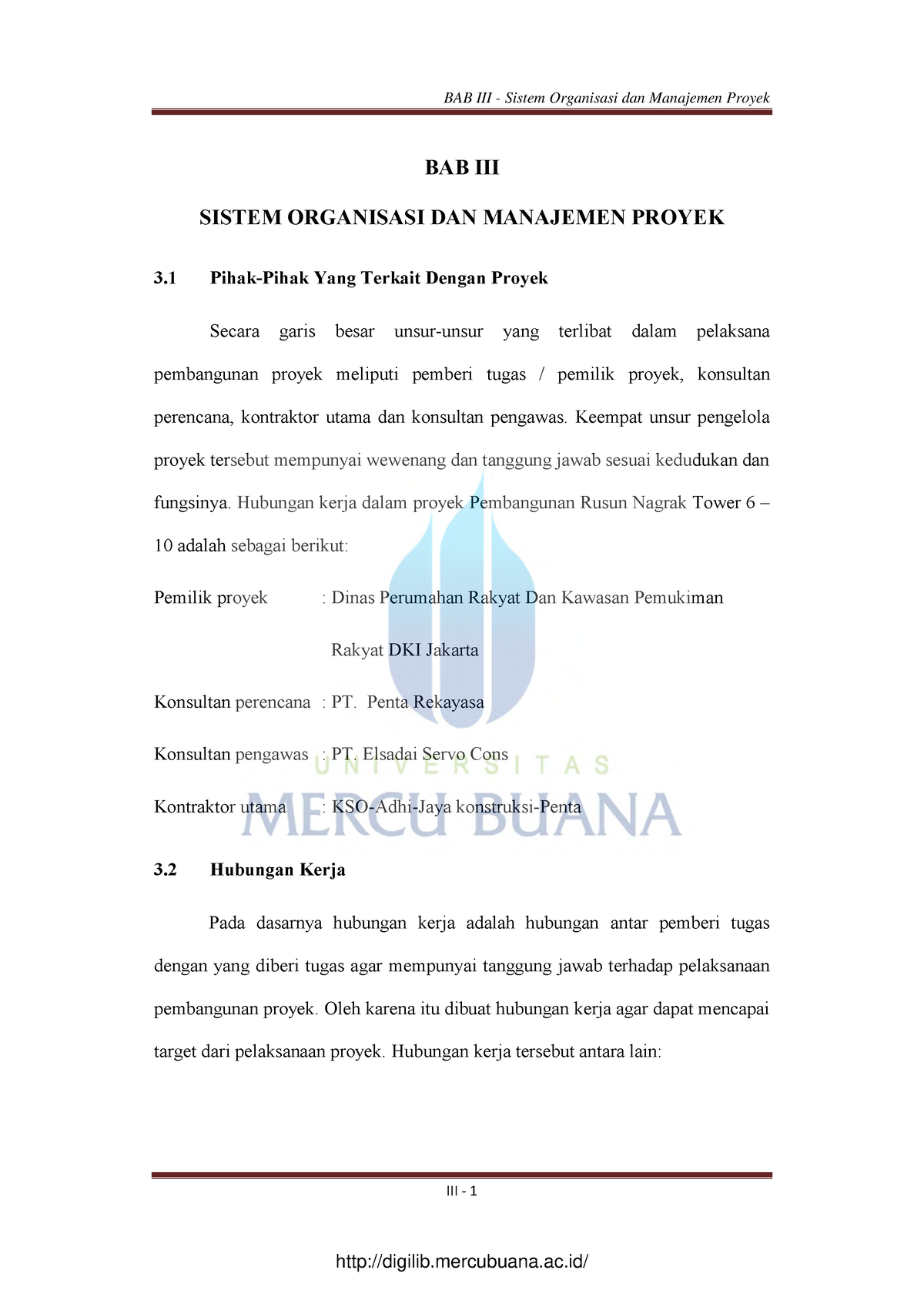 BAB III - Sistem Organisasi DAN Manajemen Proyek - III - 1 BAB III ...