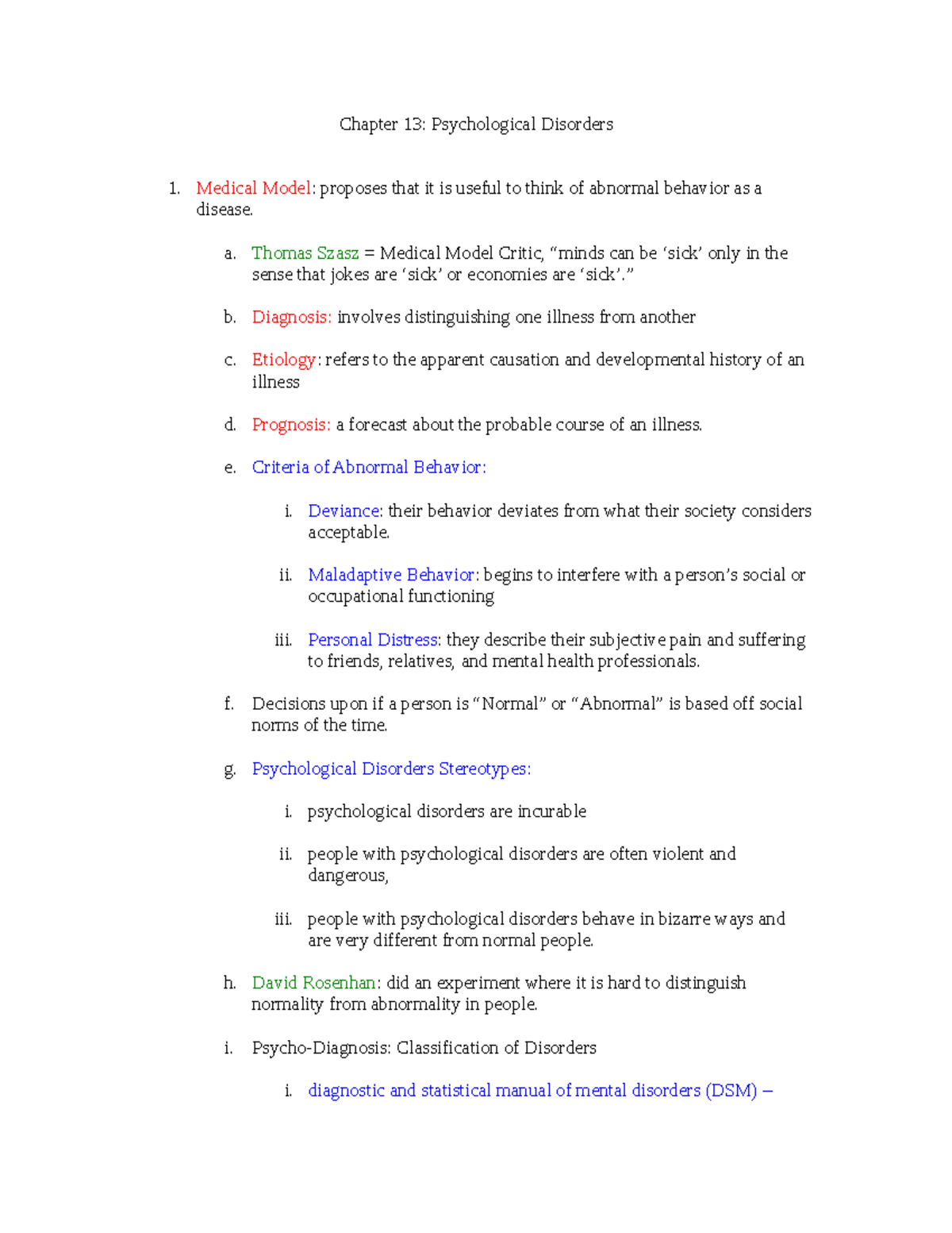 Ch.13 Psychological Disorders - Chapter 13: Psychological Disorders ...