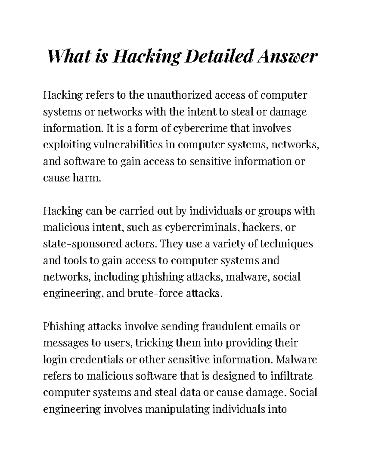 What is Hacking Detailed Answer - What is Hacking Detailed Answer ...