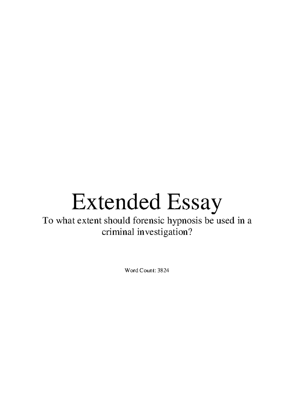 extended essays in psychology