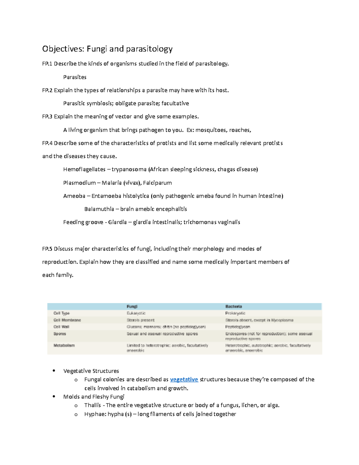 Microbiology Final Exam Study Guide - Objectives: Fungi And ...