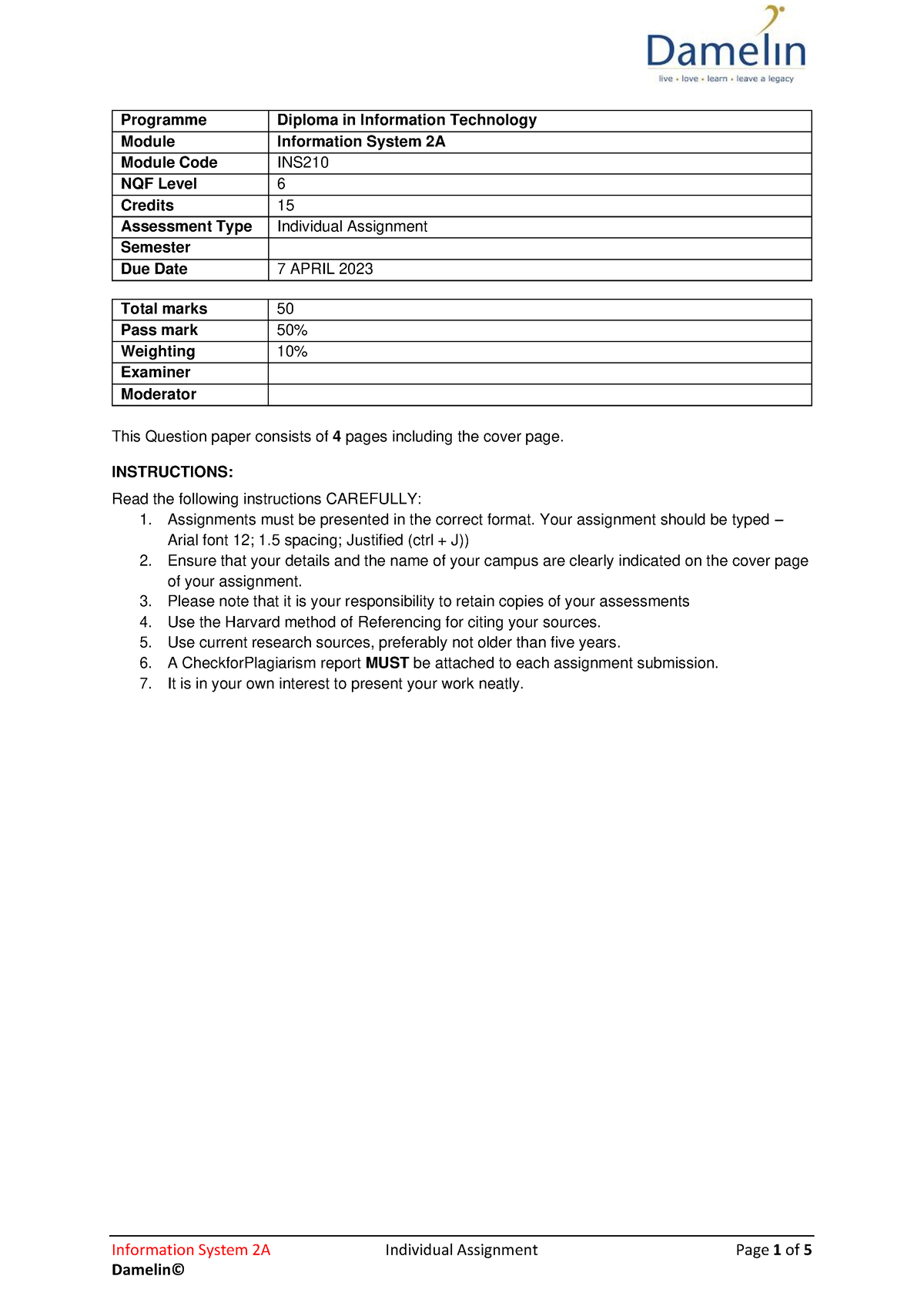 individual assignment information systems