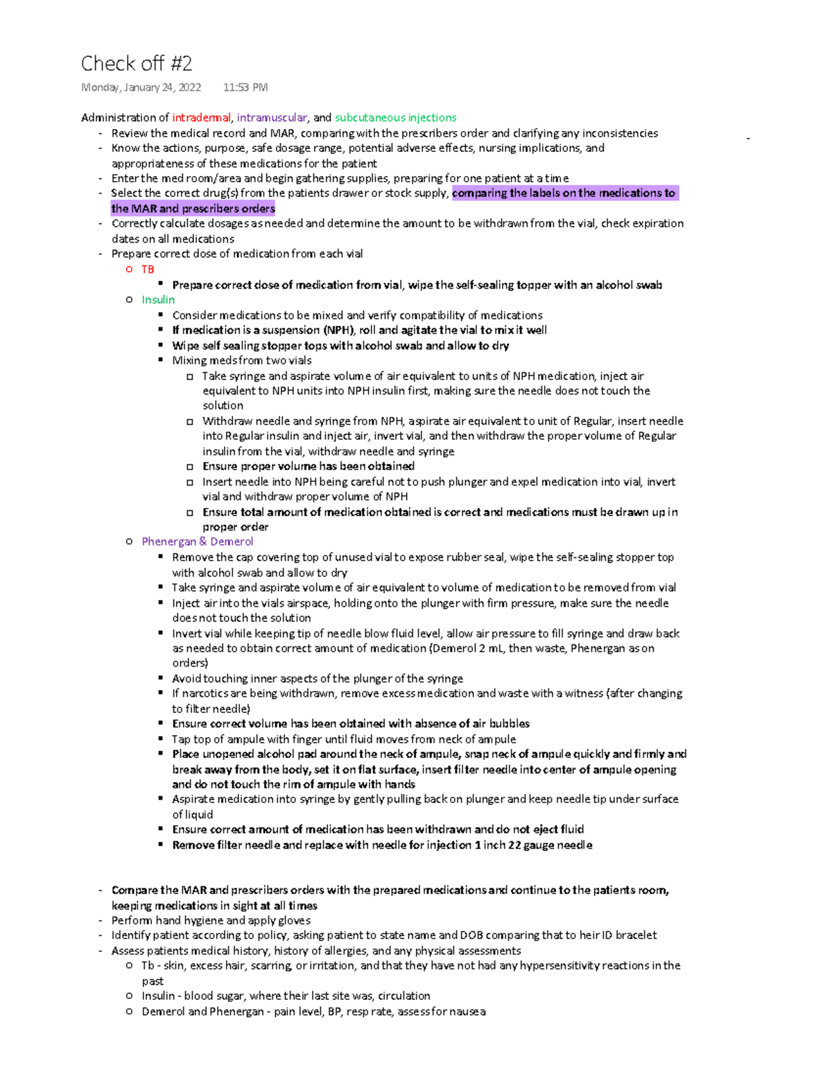 Injections Script - Administration of intradermal,intramuscular, and ...