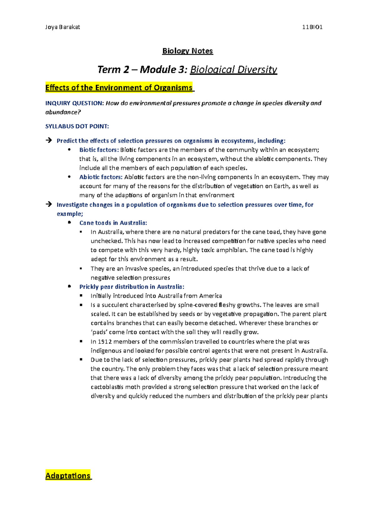 0. Biological Diversity Notes - Biology Notes Term 2 – Module 3 ...