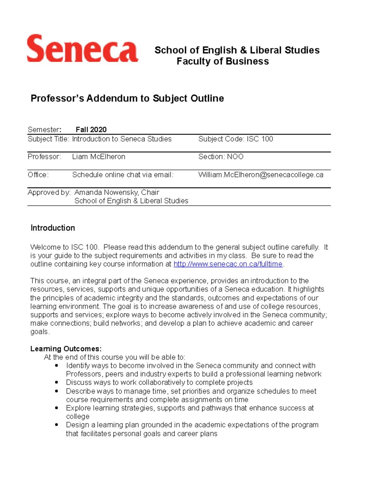 ISC100 Online Addendum Winter 2020 NII - School of English & Liberal ...