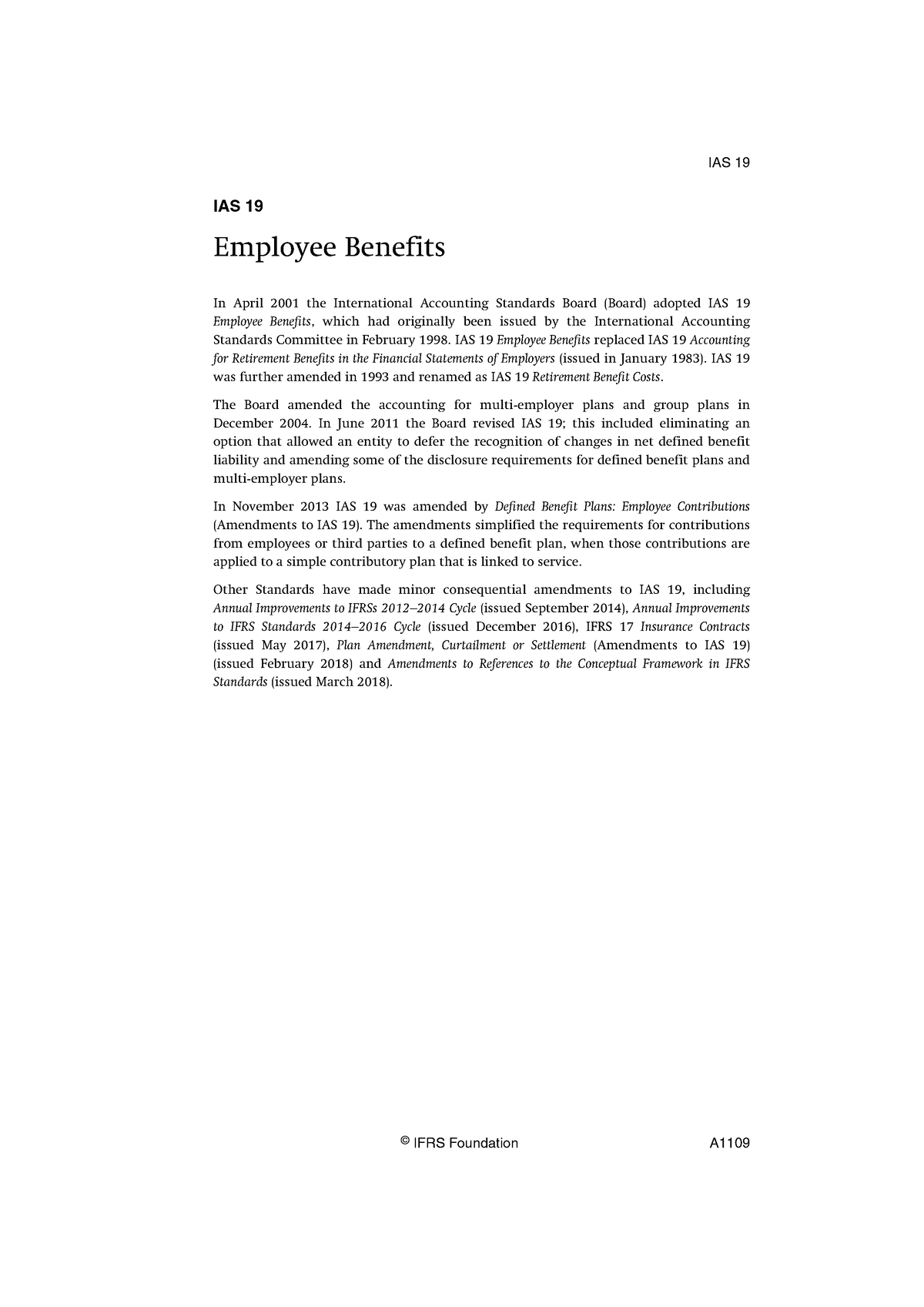 IAS19 Employee Benefits - IAS 19 Employee Benefits Replaced IAS 19 ...