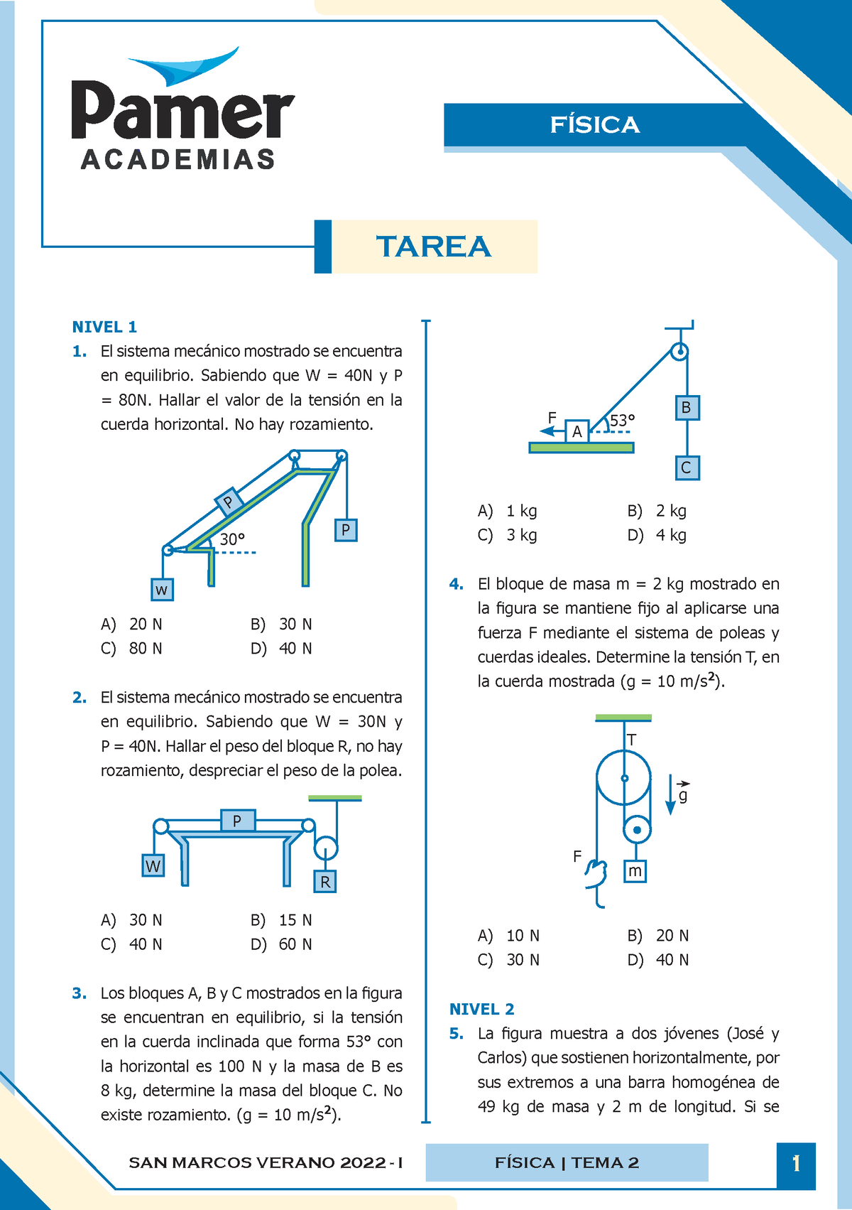 T Sem2 F Estática Primera Y Segunda Condición De Equilibrio - SAN ...