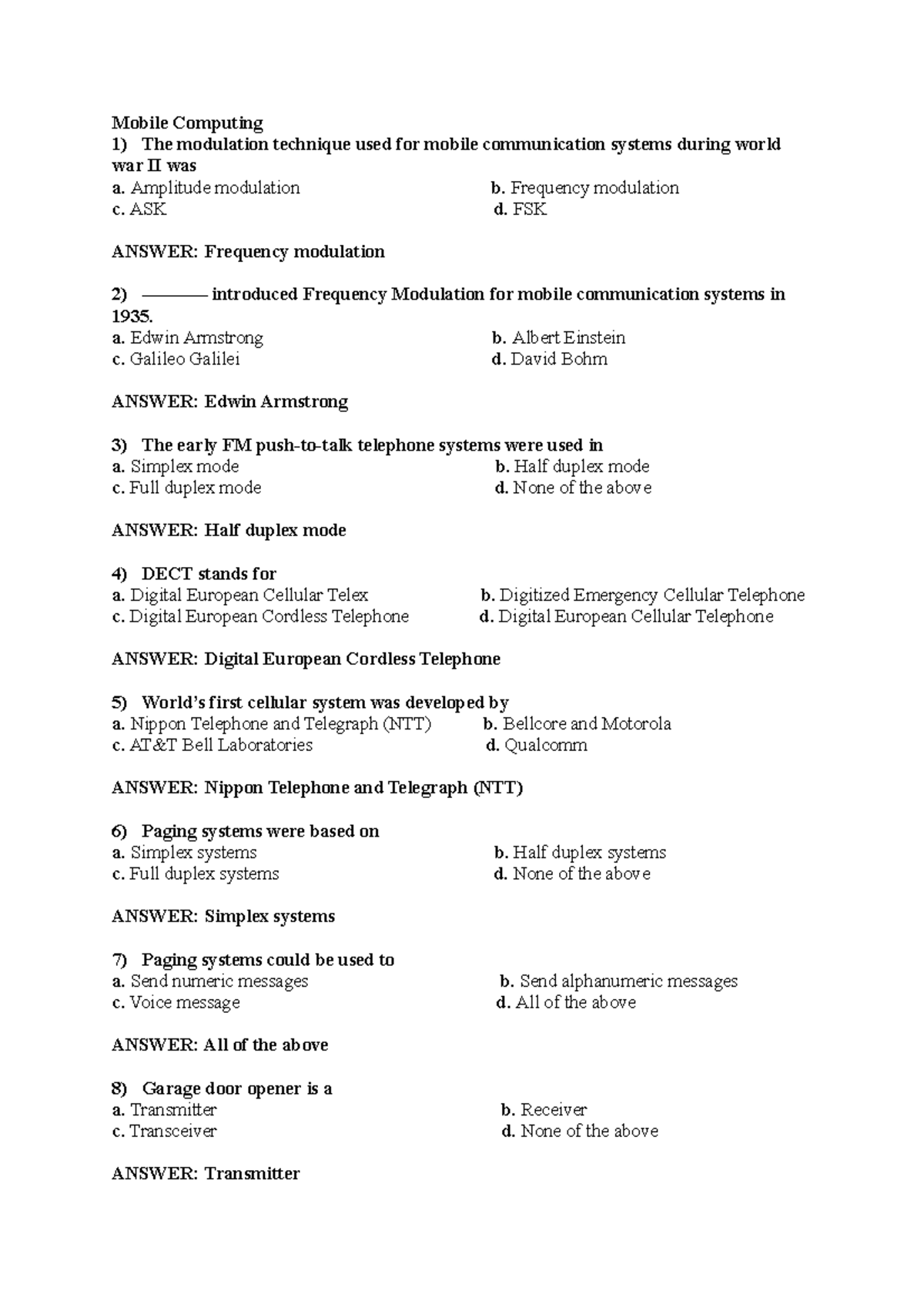 1 to 17 pages formatting comp - Mobile Computing 1) The modulation ...