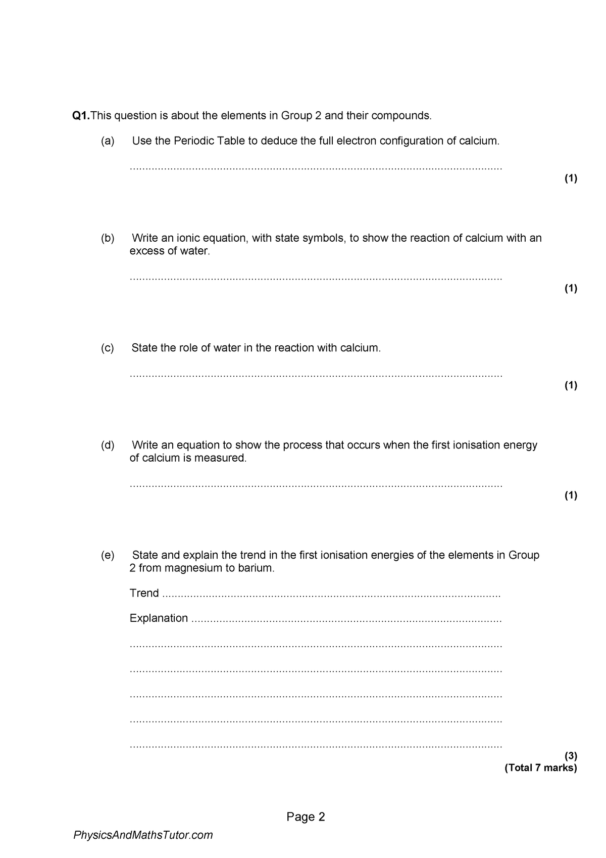 Electron Configuration 1 Question paper - Page 2 Q1. This question is ...