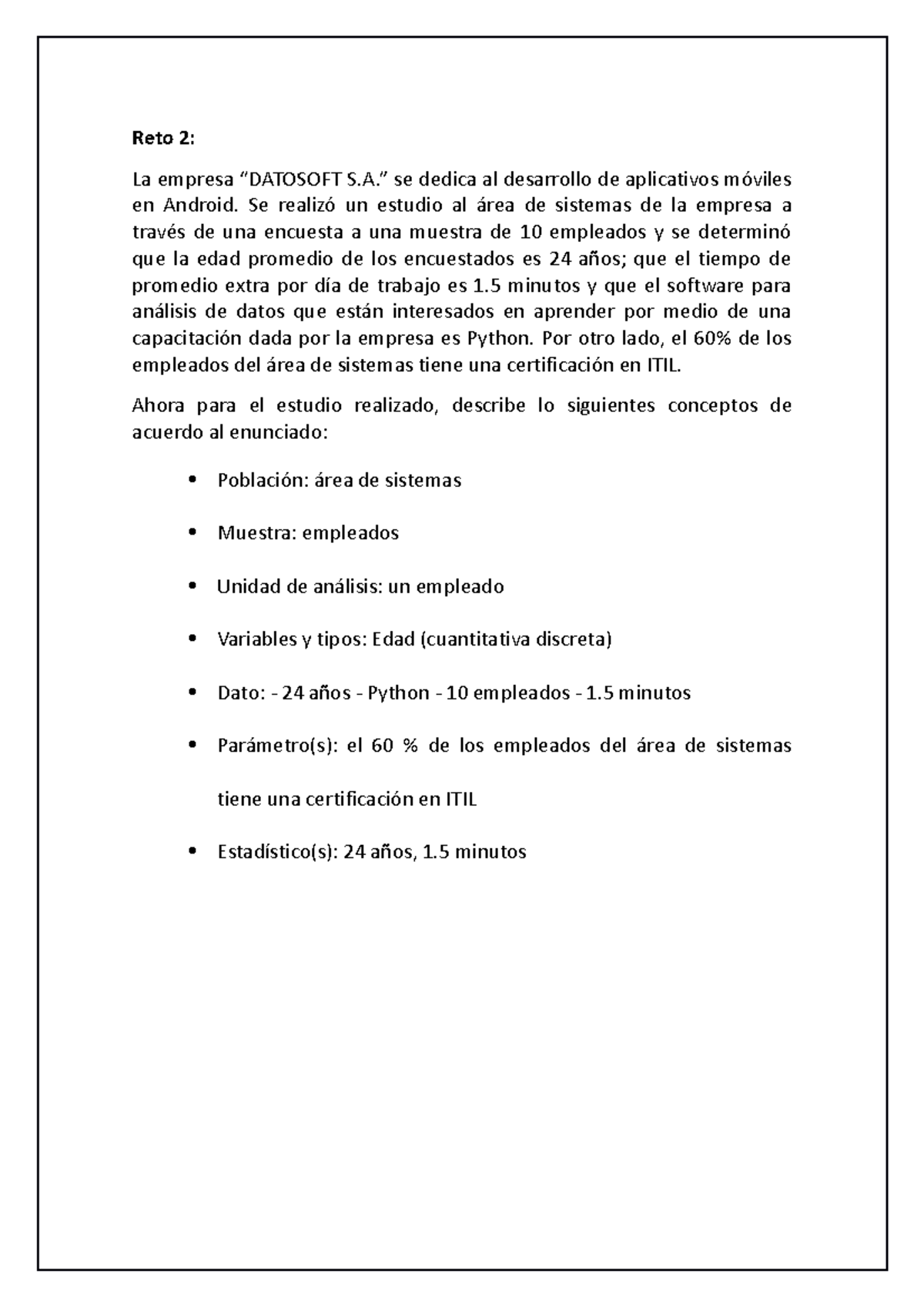 Semana 01 Tema 02 Tarea Ejercicio Reto 2 - Reto 2: La Empresa “DATOSOFT ...