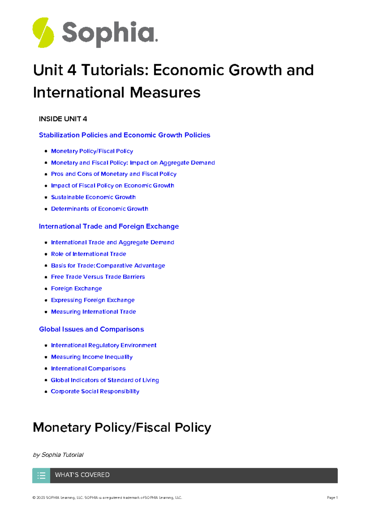 Macroeconomics Unit-4-tutorials PDF1 - Unit 4 Tutorials: Economic ...