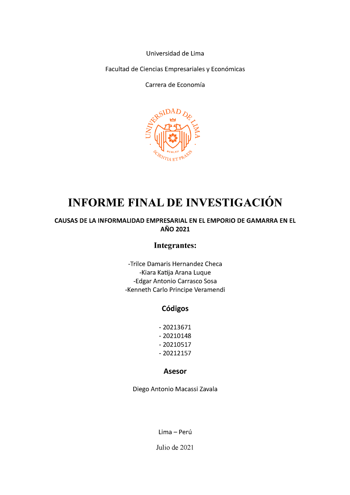 Plantilla Informe Final - 190 - METODOLOGÍAS DE INVESTIGACIÓN - ULIMA ...