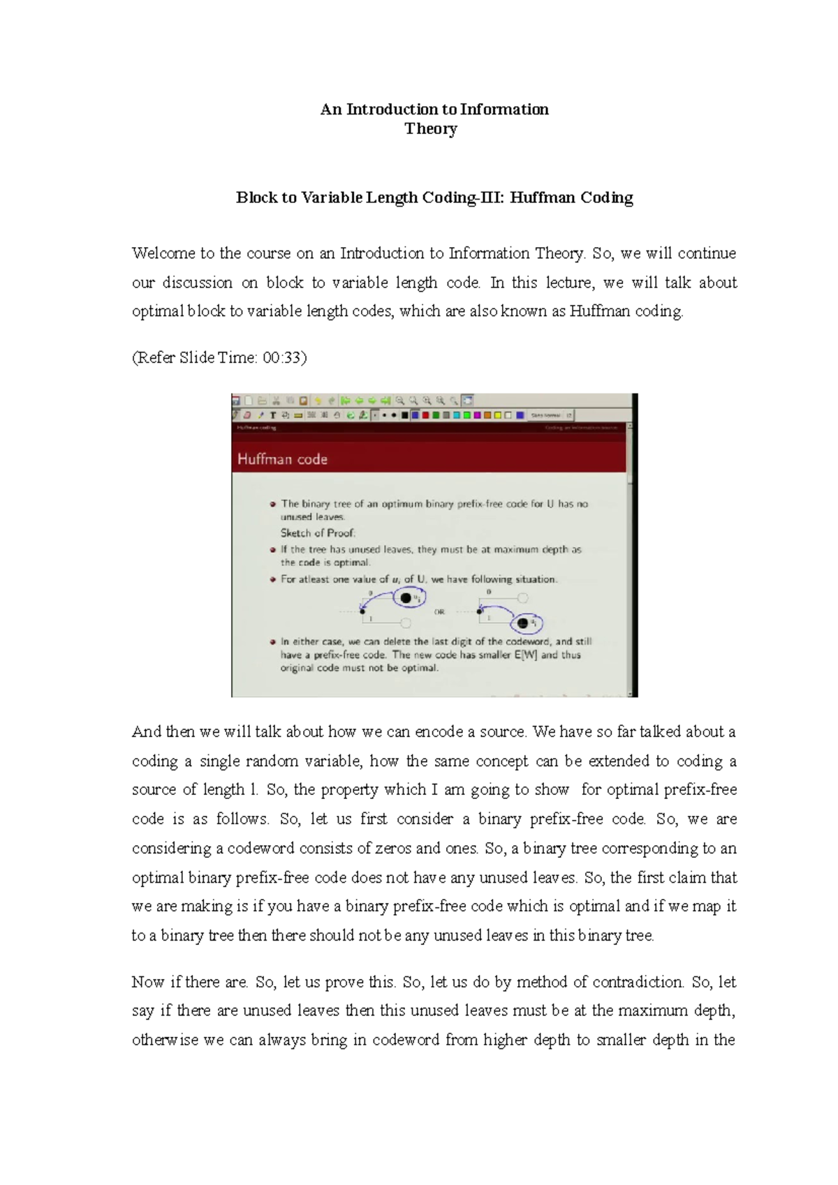 Huffman Coding - Lecture notes 14 - Electronics & Communication ...