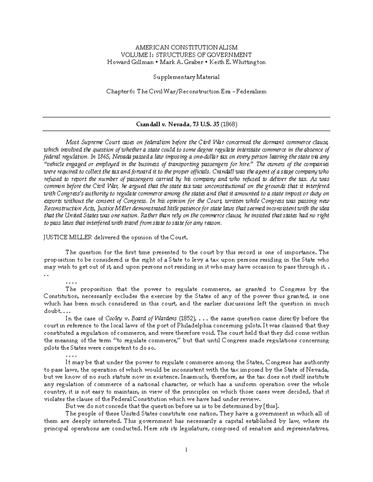 Crandall v nevada This is a short brief of chapter 11 1 AMERICAN