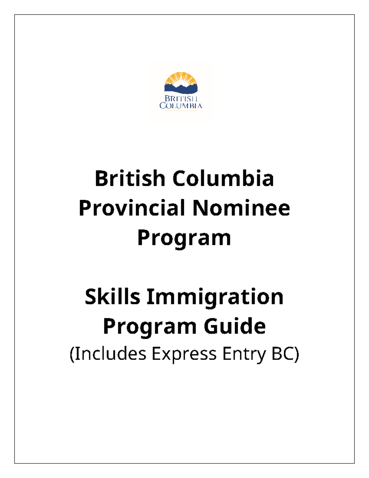 BC PNP Skills Immigration Program Guide - British Columbia Provincial ...
