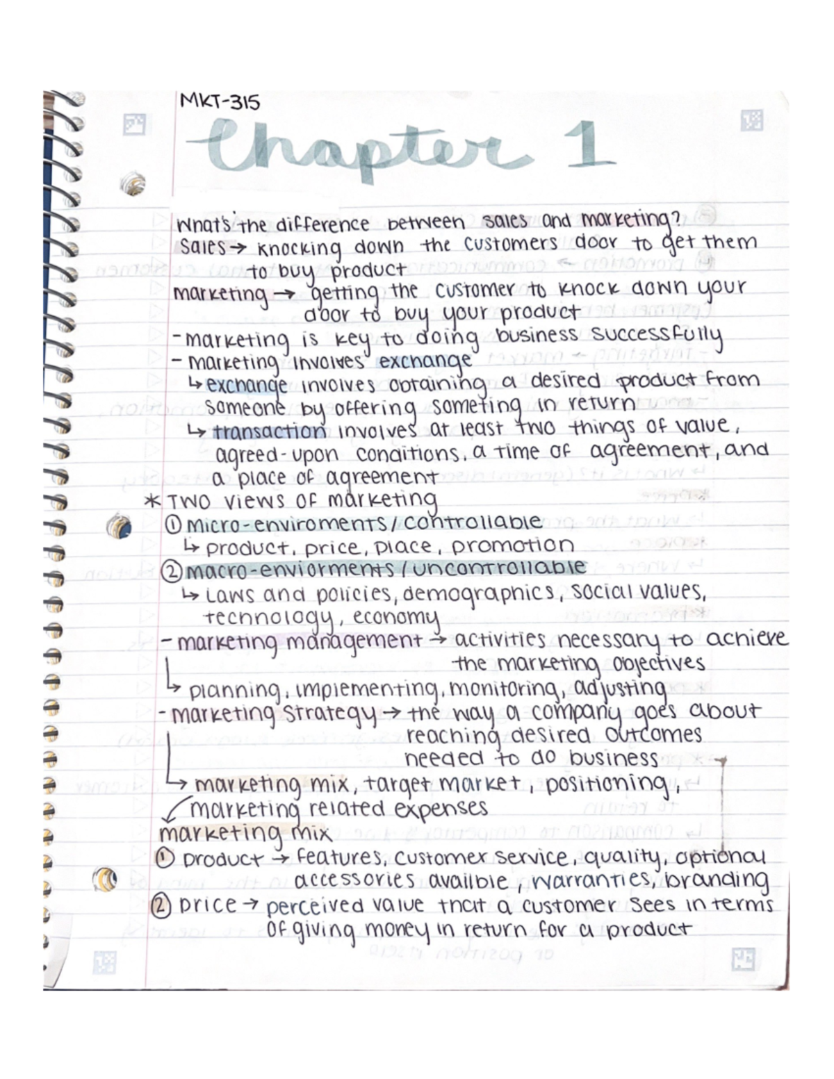 Chapter 1 MKT315 Notes - MKT-315 - Studocu