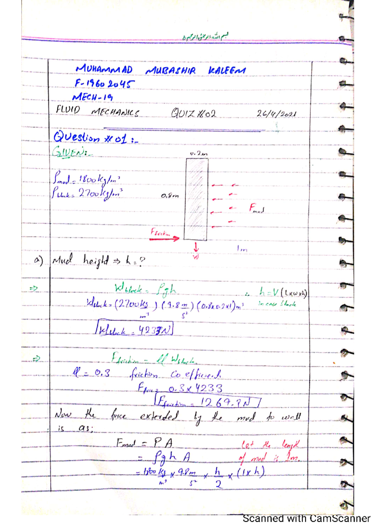 Quiz02 F19602045 fluid mechanics Fluid mechnics Studocu