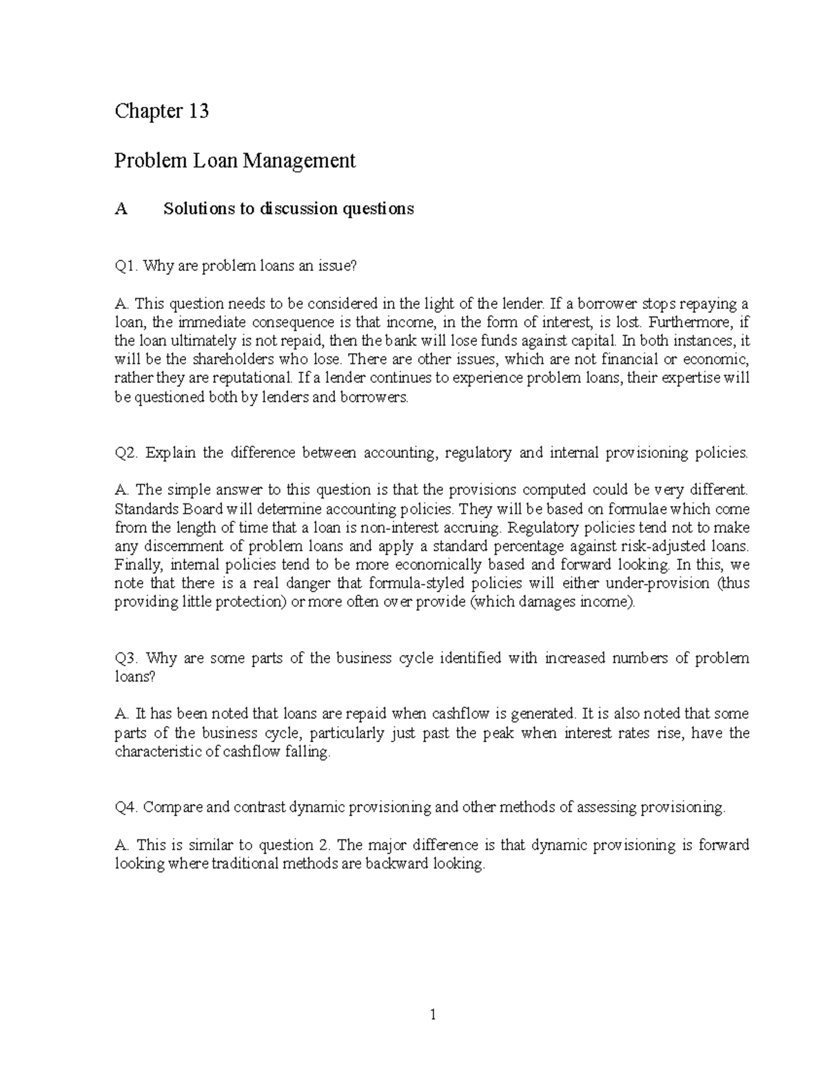 Tutorial Week 11Problem loan management Chapter 13 Problem Loan