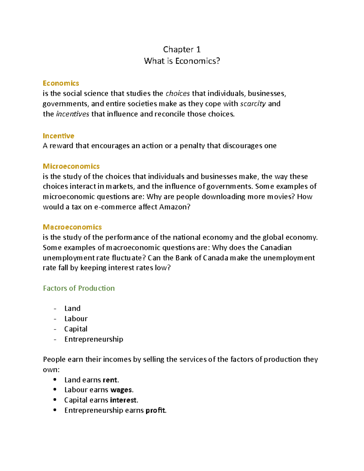 Chapter 1 - Chapter 1 What is Economics? Economics is the social ...