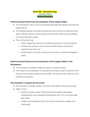 ENVS 230 Lecture 8 Part 1 Spring 2020 - ENVS 230 - General Ecology ...