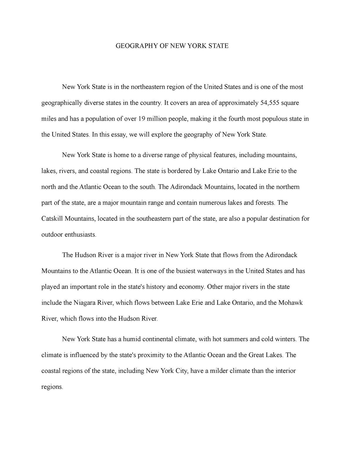 essay about new york state