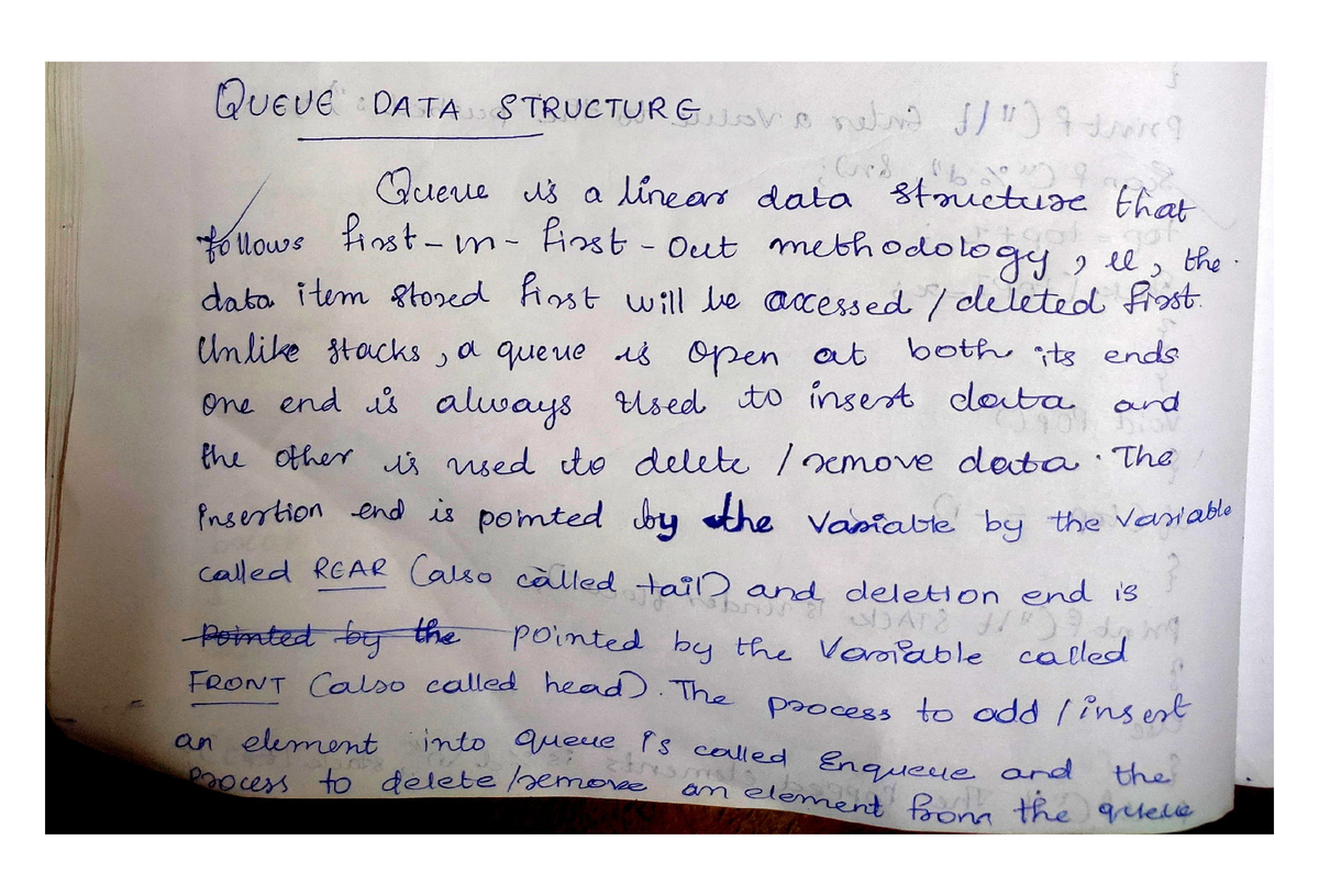 Note 3 - Implementation of queue data structure - Computer Science ...