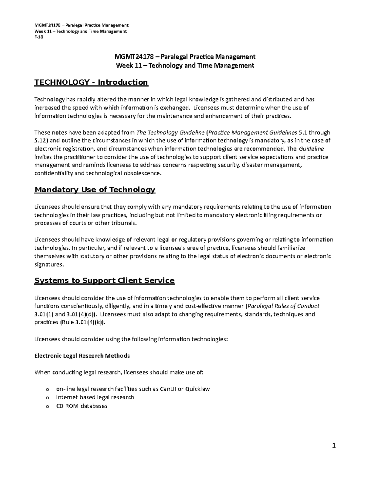 PPM+Week+11+Notes+-+Technology++Time+Management - Week 11 – Technology ...
