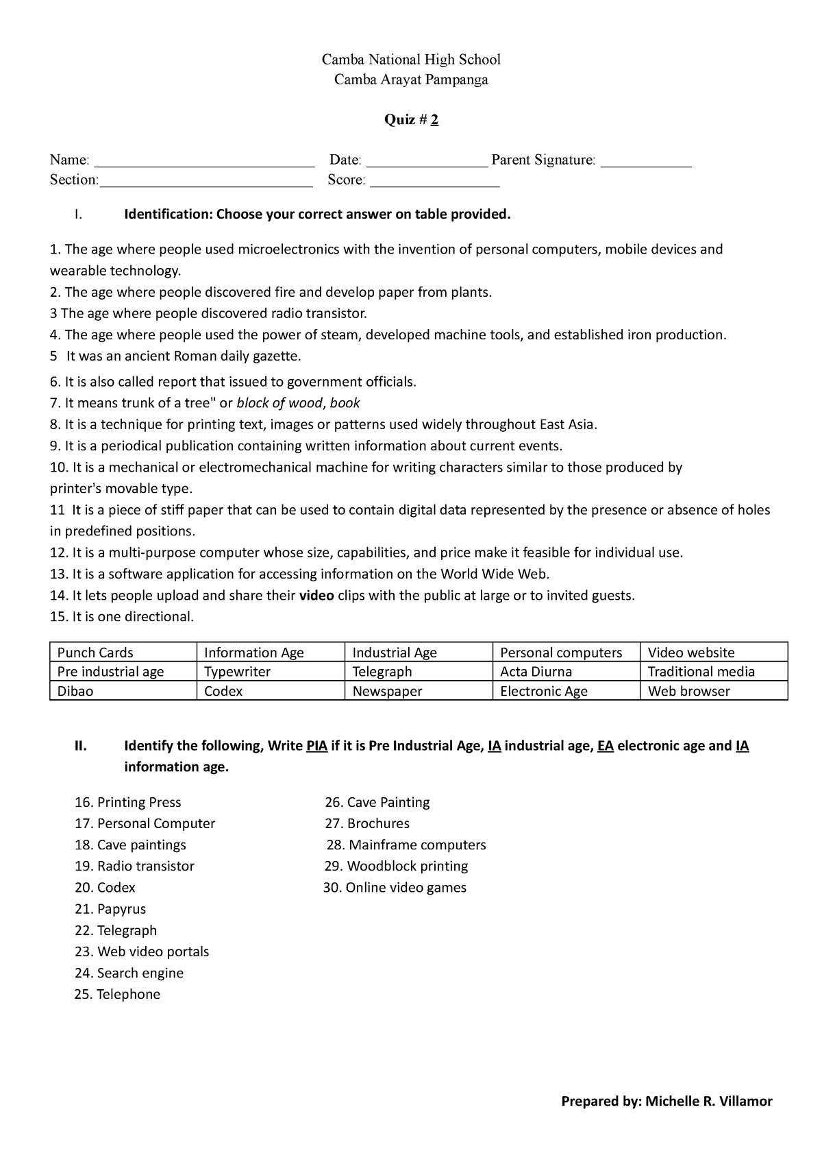 Quiz2 MIL 2022 23 - Additional Learning materials - Camba National High ...