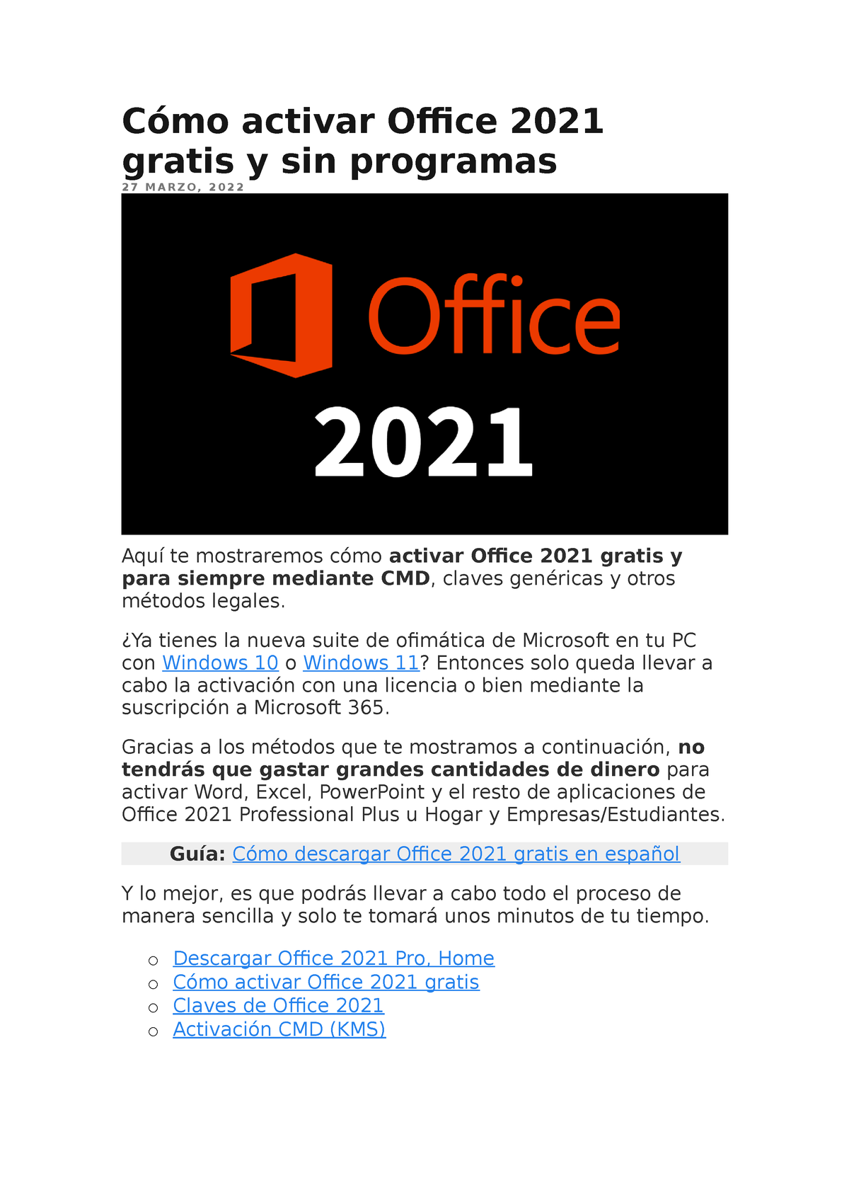 Cómo activar Office 2021 gratis y sin programas - ¿Ya tienes la nueva suite  de ofimática de - Studocu